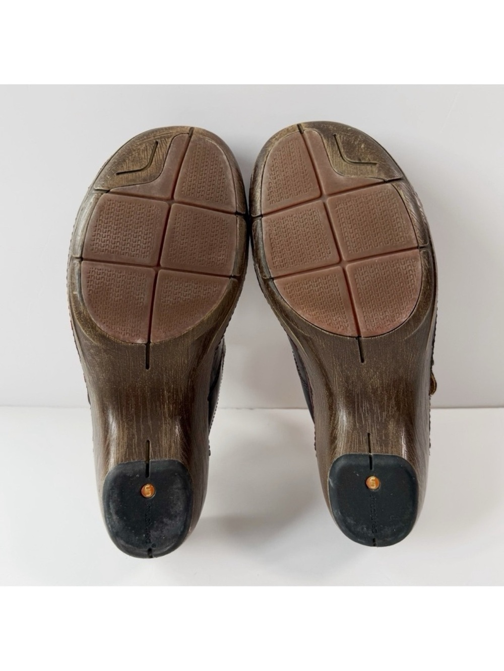 VTG Clarks Woman Burgundy Leather Slip-On Chunky Babydoll Clogs US8.5 Boho Folk - Picture 7 of 8